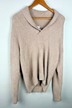 Softies Size S Taupe Plush Cowl Neck Sweater Minimalist Cozy Quiet Luxury Comfy